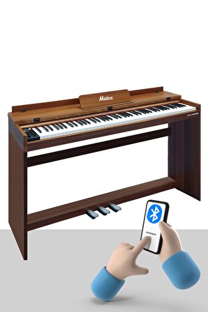 Midex PLX-140 PRO-OR Dijital Piyano Bluetooth Tuş Hassasiyeti 88 Tuşlu Kapaklı (Kulaklık ve Tabure)